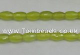 CKA225 15.5 inches 6*8mm faceted rice Korean jade gemstone beads