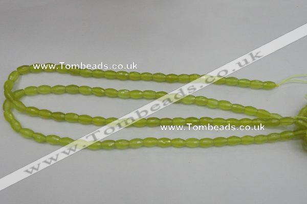 CKA225 15.5 inches 6*8mm faceted rice Korean jade gemstone beads