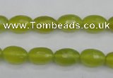 CKA226 15.5 inches 8*12mm faceted rice Korean jade gemstone beads