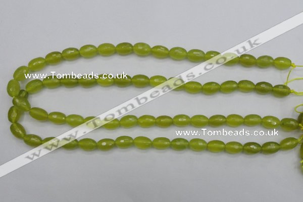 CKA226 15.5 inches 8*12mm faceted rice Korean jade gemstone beads