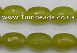 CKA227 15.5 inches 12*16mm faceted rice Korean jade gemstone beads