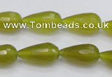 CKA229 15.5 inches 10*20mm faceted teardrop Korean jade gemstone beads