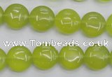 CKA236 15.5 inches 12mm flat round Korean jade gemstone beads