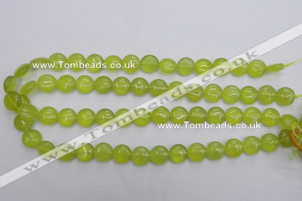 CKA236 15.5 inches 12mm flat round Korean jade gemstone beads