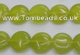 CKA237 15.5 inches 14mm flat round Korean jade gemstone beads