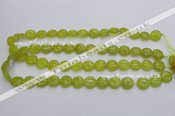 CKA237 15.5 inches 14mm flat round Korean jade gemstone beads