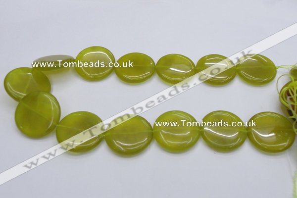 CKA240 15.5 inches 30mm flat round Korean jade gemstone beads