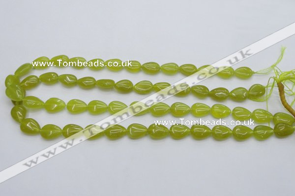 CKA255 15.5 inches 10*14mm flat teardrop Korean jade gemstone beads