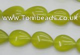 CKA256 15.5 inches 12*16mm flat teardrop Korean jade gemstone beads