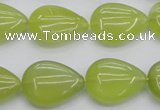 CKA257 15.5 inches 15*20mm flat teardrop Korean jade gemstone beads