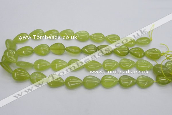 CKA257 15.5 inches 15*20mm flat teardrop Korean jade gemstone beads