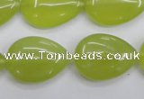 CKA258 15.5 inches 18*25mm flat teardrop Korean jade gemstone beads