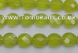 CKA265 15.5 inches 10mm faceted coin Korean jade gemstone beads