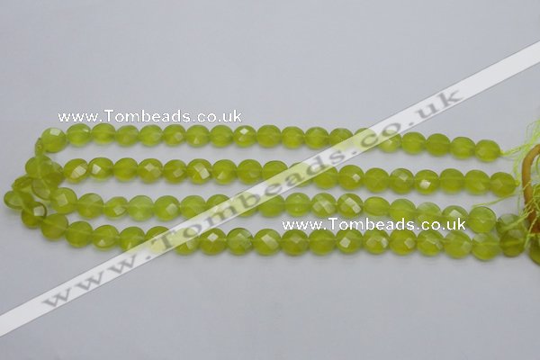 CKA265 15.5 inches 10mm faceted coin Korean jade gemstone beads