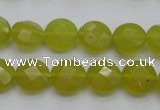 CKA266 15.5 inches 12mm faceted coin Korean jade gemstone beads