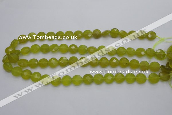 CKA266 15.5 inches 12mm faceted coin Korean jade gemstone beads