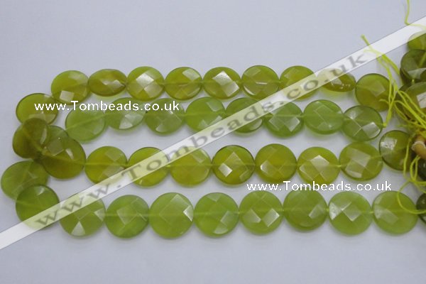 CKA267 15.5 inches 20mm faceted coin Korean jade gemstone beads