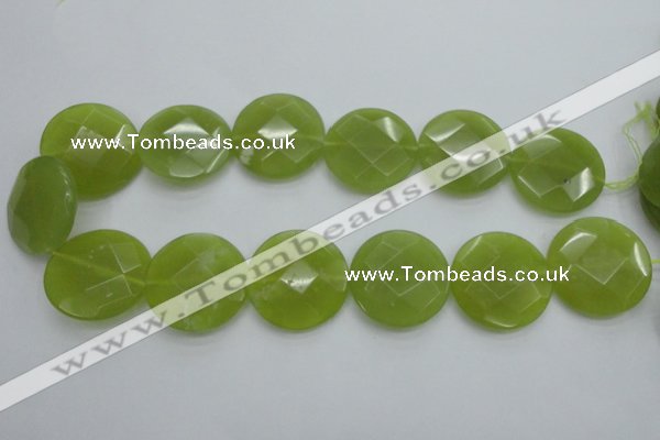 CKA268 15.5 inches 30mm faceted coin Korean jade gemstone beads