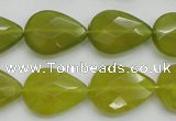 CKA275 15.5 inches 15*20mm faceted flat teardrop Korean jade gemstone beads