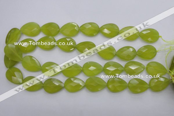 CKA276 15.5 inches 18*25mm faceted flat teardrop Korean jade gemstone beads