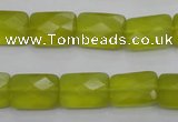 CKA280 15.5 inches 10*14mm faceted rectangle Korean jade gemstone beads