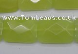 CKA283 15.5 inches 18*25mm faceted rectangle Korean jade gemstone beads