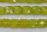 CKA285 15.5 inches 10*10mm faceted square Korean jade gemstone beads