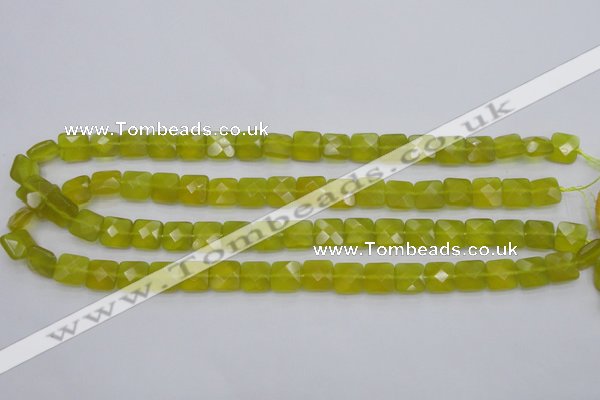 CKA285 15.5 inches 10*10mm faceted square Korean jade gemstone beads