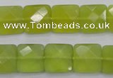 CKA286 15.5 inches 14*14mm faceted square Korean jade gemstone beads