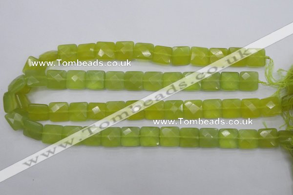 CKA286 15.5 inches 14*14mm faceted square Korean jade gemstone beads