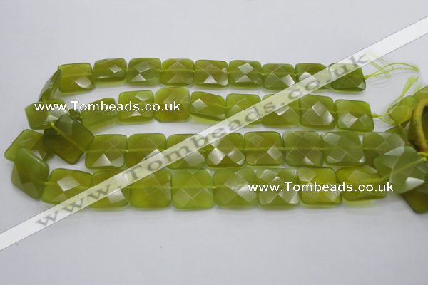 CKA287 15.5 inches 20*20mm faceted square Korean jade gemstone beads