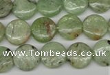 CKC254 15.5 inches 12mm flat round natural green kyanite beads