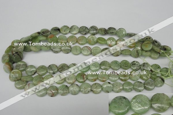 CKC254 15.5 inches 12mm flat round natural green kyanite beads