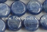 CKC514 15.5 inches 14mm flat round natural Brazilian kyanite beads