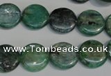 CKC60 15.5 inches 14mm flat round natural green kyanite beads