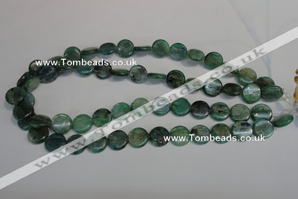 CKC60 15.5 inches 14mm flat round natural green kyanite beads