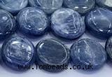 CKC816 15 inches 11mm - 12mm flat round blue kyanite beads