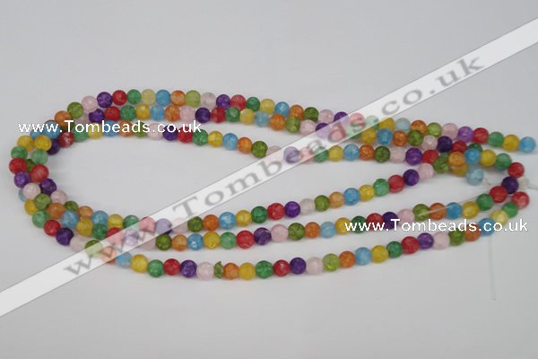 CKQ02 15.5 inches 6mm round matte dyed crackle quartz beads