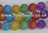 CKQ04 15.5 inches 10mm round matte dyed crackle quartz beads