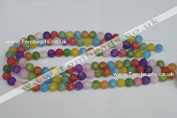 CKQ04 15.5 inches 10mm round matte dyed crackle quartz beads