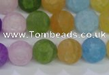 CKQ05 15.5 inches 12mm round matte dyed crackle quartz beads