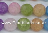 CKQ06 15.5 inches 14mm round matte dyed crackle quartz beads