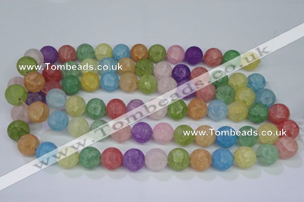 CKQ06 15.5 inches 14mm round matte dyed crackle quartz beads