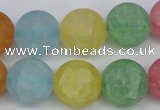 CKQ07 15.5 inches 16mm round matte dyed crackle quartz beads