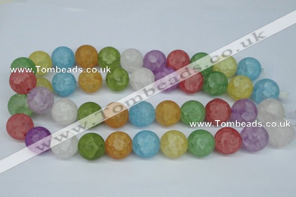 CKQ08 15.5 inches 18mm round matte dyed crackle quartz beads