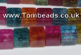 CKQ116 15.5 inches 10*10mm cube dyed crackle quartz beads