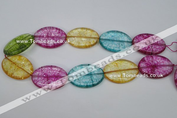 CKQ123 15.5 inches 30*40mm oval dyed crackle quartz beads