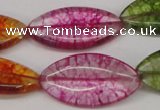 CKQ124 15.5 inches 15*30mm marquise dyed crackle quartz beads