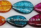 CKQ125 15.5 inches 18*25mm flat teardrop dyed crackle quartz beads