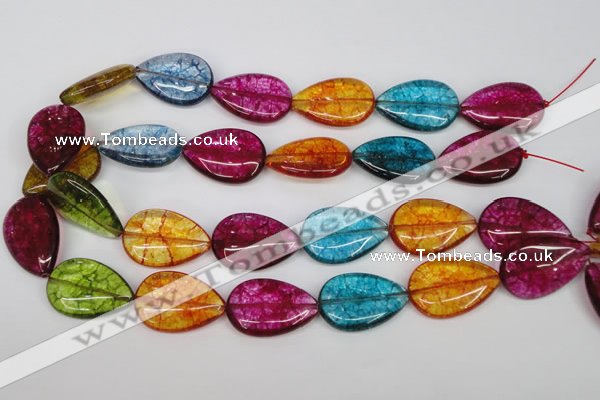 CKQ125 15.5 inches 18*25mm flat teardrop dyed crackle quartz beads